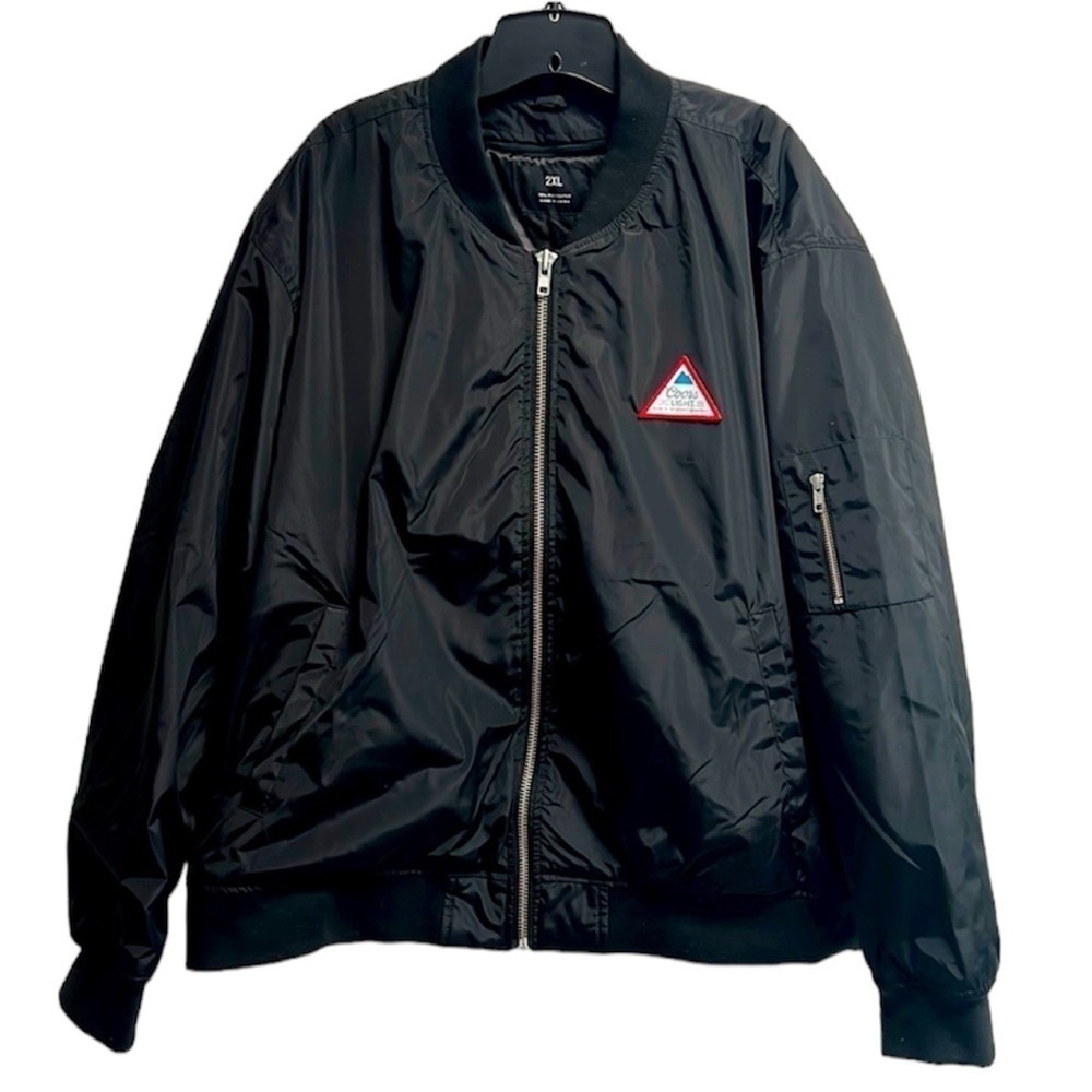 🍺COORS LIGHT Men’s Black BOMBER JACKET w/Coors Patch - Size XXL